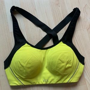 Victoria’s Secret Black and Neon Yellow/Green Padded Sports Bra